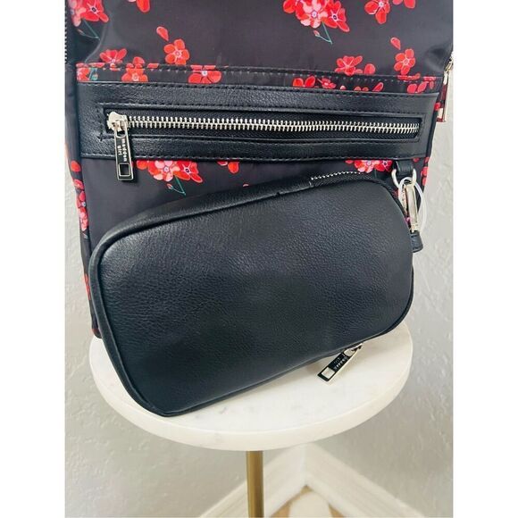 Madden Girl Mini Backpack &‎ Pouch Bag, Lightweight, Black Red Floral, NWT - Picture 13 of 14